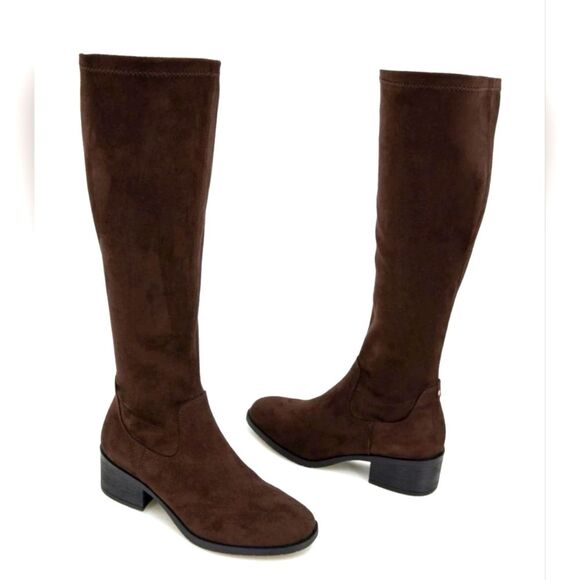 Kenneth Cole Stanford Tall Boot Full Zip Stretch KL24STA02 Brown NIB Women's 10 - Picture 1 of 12